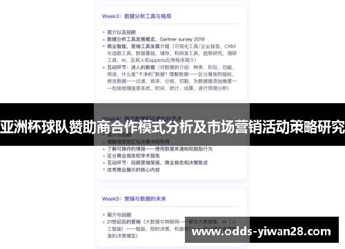 亚洲杯球队赞助商合作模式分析及市场营销活动策略研究