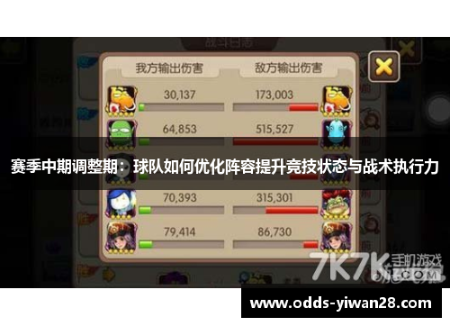 赛季中期调整期：球队如何优化阵容提升竞技状态与战术执行力